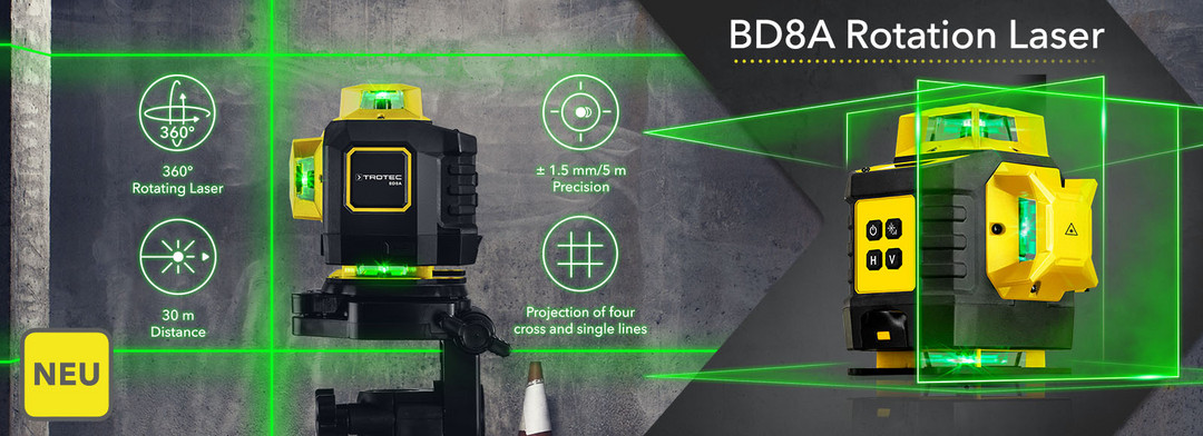 Projektion von 4 x 360° horizontalen und vertikalen Laserlinien mit exzellenter Sichtbarkeit-Trotec